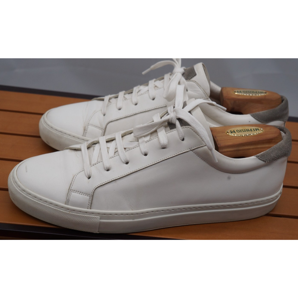 To Boot White Leather Sneakers with Gray Suede Heel